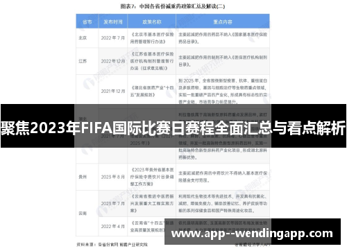 聚焦2023年FIFA国际比赛日赛程全面汇总与看点解析